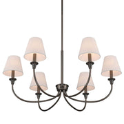 Golden Lighting Cambria 33in 6-Light Chandelier | Transitional Oil Rubbed Bronze and White Fabric | Dining Room & Foyer | Model 1622-6 ORB-EHW
