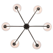 Golden Lighting Cambria 33in 6-Light Chandelier | Transitional Oil Rubbed Bronze and White Fabric | Dining Room & Foyer | Model 1622-6 ORB-EHW