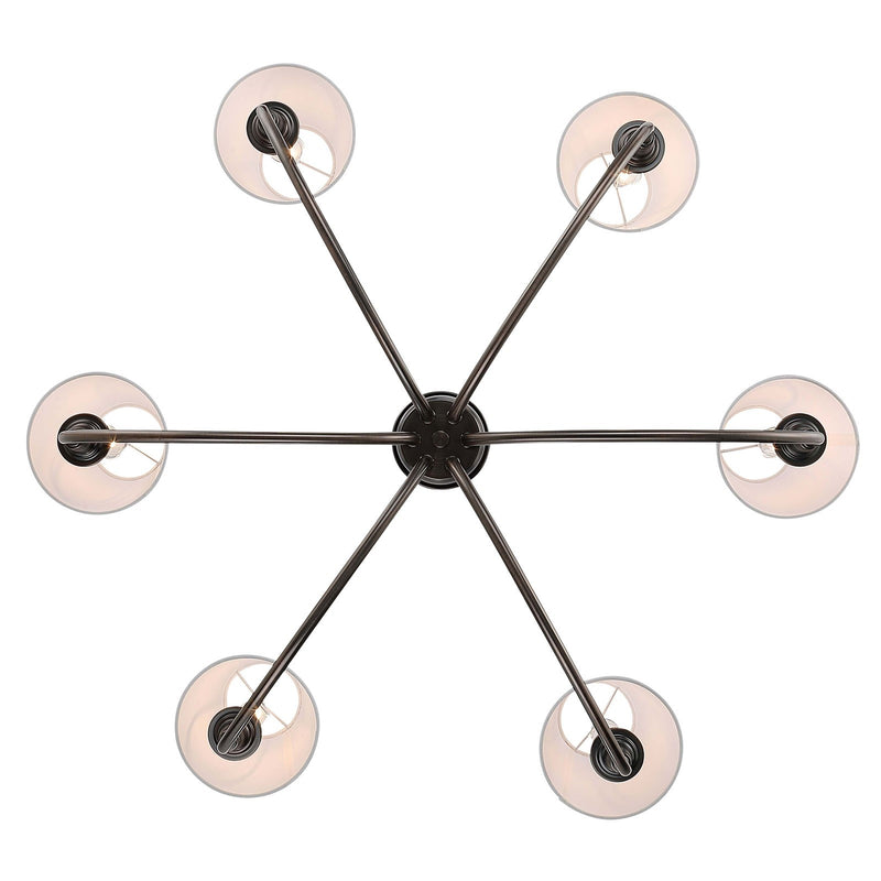 Golden Lighting Cambria 33in 6-Light Chandelier | Transitional Oil Rubbed Bronze and White Fabric | Dining Room & Foyer | Model 1622-6 ORB-EHW
