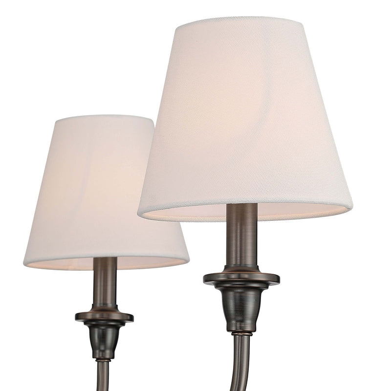 Golden Lighting Cambria 33in 6-Light Chandelier | Transitional Oil Rubbed Bronze and White Fabric | Dining Room & Foyer | Model 1622-6 ORB-EHW