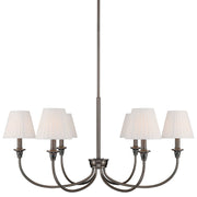 Golden Lighting Cambria 33in 6-Light Chandelier | Transitional Oil Rubbed Bronze and Empire Pleated White Fabric | Dining Room | Model 1622-6 ORB-EPW