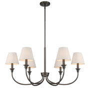 Golden Lighting Cambria 33in 6-Light Chandelier | Transitional Oil Rubbed Bronze and Empire Pleated White Fabric | Dining Room | Model 1622-6 ORB-EPW