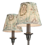 Golden Lighting Cambria 33in 6-Light Chandelier | Transitional Oil Rubbed Bronze and Hand Gathered Aqua Verde Fabric | Dining | Model 1622-6 ORB-HGA