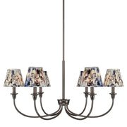 Golden Lighting Cambria 33in 6-Light Chandelier | Transitional Oil Rubbed Bronze and Blue Poppy Fabric | Dining Room & Foyer | Model 1622-6 ORB-HGB