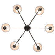 Golden Lighting Cambria 33in 6-Light Chandelier | Transitional Oil Rubbed Bronze and Blue Poppy Fabric | Dining Room & Foyer | Model 1622-6 ORB-HGB