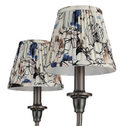 Golden Lighting Cambria 33in 6-Light Chandelier | Transitional Oil Rubbed Bronze and Blue Poppy Fabric | Dining Room & Foyer | Model 1622-6 ORB-HGB