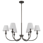 Golden Lighting Cambria 33in 6-Light Chandelier | Transitional Oil Rubbed Bronze and White Fabric | Dining Room & Foyer | Model 1622-6 ORB-HGW