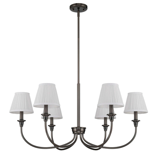 Golden Lighting Cambria 33in 6-Light Chandelier | Transitional Oil Rubbed Bronze and White Fabric | Dining Room & Foyer | Model 1622-6 ORB-HGW