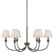 Golden Lighting Cambria 33in 6-Light Chandelier | Transitional Oil Rubbed Bronze and White Fabric | Dining Room & Foyer | Model 1622-6 ORB-HGW