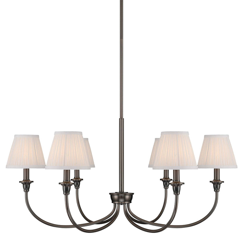 Golden Lighting Cambria 33in 6-Light Chandelier | Transitional Oil Rubbed Bronze and White Fabric | Dining Room & Foyer | Model 1622-6 ORB-HGW