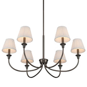 Golden Lighting Cambria 33in 6-Light Chandelier | Transitional Oil Rubbed Bronze and White Fabric | Dining Room & Foyer | Model 1622-6 ORB-HGW