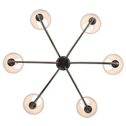 Golden Lighting Cambria 33in 6-Light Chandelier | Transitional Oil Rubbed Bronze and White Fabric | Dining Room & Foyer | Model 1622-6 ORB-HGW