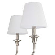 Golden Lighting Cambria 33in 6-Light Chandelier | Transitional Polished Nickel and White Fabric | Dining Room & Foyer | Model 1622-6 PN-EHW