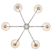 Golden Lighting Cambria 33in 6-Light Chandelier | Transitional Polished Nickel and Aqua Verde Fabric | Dining Room & Foyer | Model 1622-6 PN-HGA