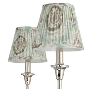 Golden Lighting Cambria 33in 6-Light Chandelier | Transitional Polished Nickel and Aqua Verde Fabric | Dining Room & Foyer | Model 1622-6 PN-HGA