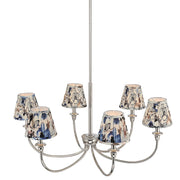 Golden Lighting Cambria 6-Light Chandelier | Transitional Polished Nickel and Blue Poppy Fabric | Dining Room & Foyer | Model 1622-6 PN-HGB
