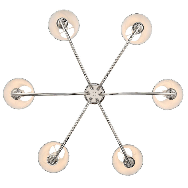 Golden Lighting Cambria 6-Light Chandelier | Transitional Polished Nickel and Blue Poppy Fabric | Dining Room & Foyer | Model 1622-6 PN-HGB
