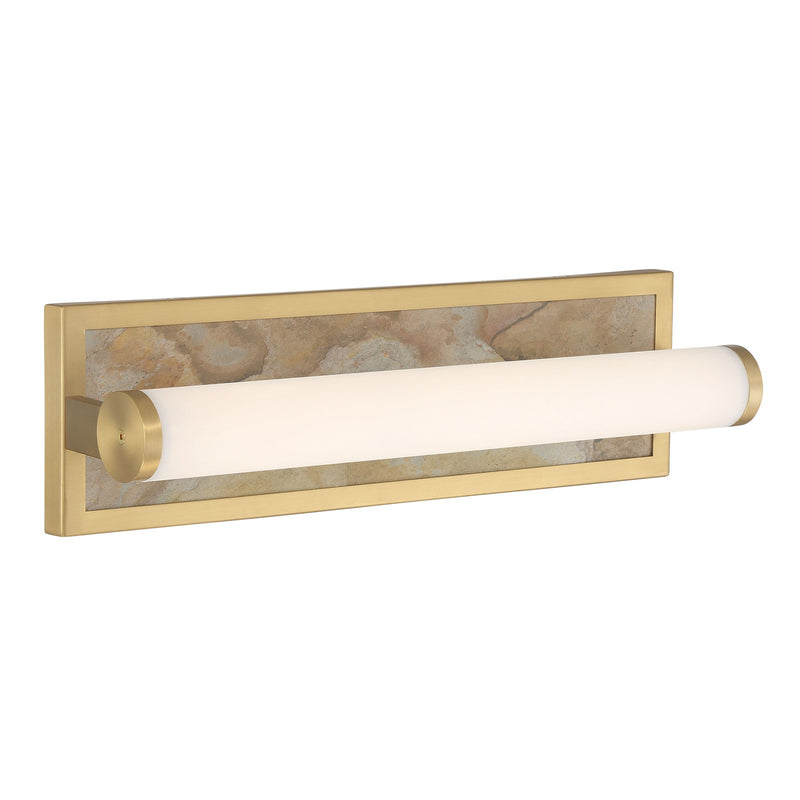 Golden Lighting Stratum 18in LED Vanity Light | Modern Brushed Champagne Brass and Moon Rock Stone | Bathroom & Powder Room | Model 1672-BA18 BCB-MR