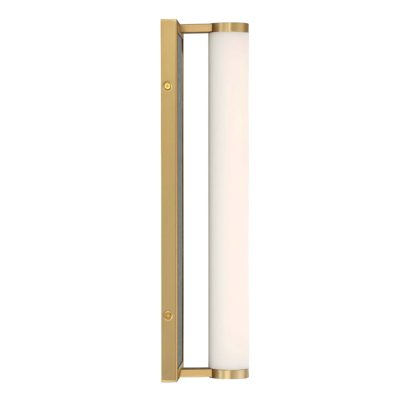 Golden Lighting Stratum 18in Integrated LED Vanity Light | Modern Brushed Champagne Brass and Persian Green Marble | Model 1672-BA18 BCB-PRG