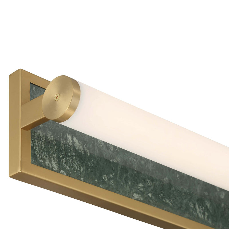Golden Lighting Stratum 18in Integrated LED Vanity Light | Modern Brushed Champagne Brass and Persian Green Marble | Model 1672-BA18 BCB-PRG
