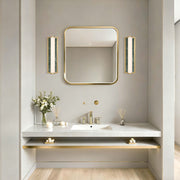 Golden Lighting Stratum 18in Integrated LED Vanity Light | Modern Brushed Champagne Brass and Persian Green Marble | Model 1672-BA18 BCB-PRG