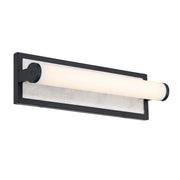 Golden Lighting Stratum 18in 1-Light LED Vanity Light | Modern Matte Black and Jazz White Marble | Bathroom & Powder Room | Model 1672-BA18 BLK-JW