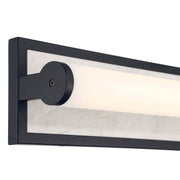 Golden Lighting Stratum 18in 1-Light LED Vanity Light | Modern Matte Black and Jazz White Marble | Bathroom & Powder Room | Model 1672-BA18 BLK-JW