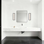 Golden Lighting Stratum 18in 1-Light LED Vanity Light | Modern Matte Black and Jazz White Marble | Bathroom & Powder Room | Model 1672-BA18 BLK-JW