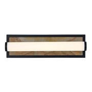 Golden Lighting Stratum 18in LED Vanity Light | Modern Matte Black and Moon Rock Stone | Bathroom & Powder Room | Model 1672-BA18 BLK-MR