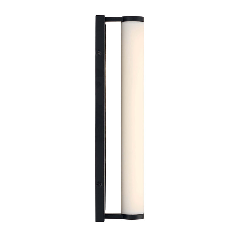 Golden Lighting Stratum 18in LED Vanity Light | Modern Matte Black and Moon Rock Stone | Bathroom & Powder Room | Model 1672-BA18 BLK-MR