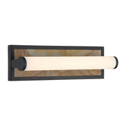 Golden Lighting Stratum 18in LED Vanity Light | Modern Matte Black and Moon Rock Stone | Bathroom & Powder Room | Model 1672-BA18 BLK-MR