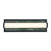 Golden Lighting Stratum 18in Integrated LED Vanity Light | Modern Matte Black and Persian Green Marble | Bathroom & Powder | Model 1672-BA18 BLK-PRG