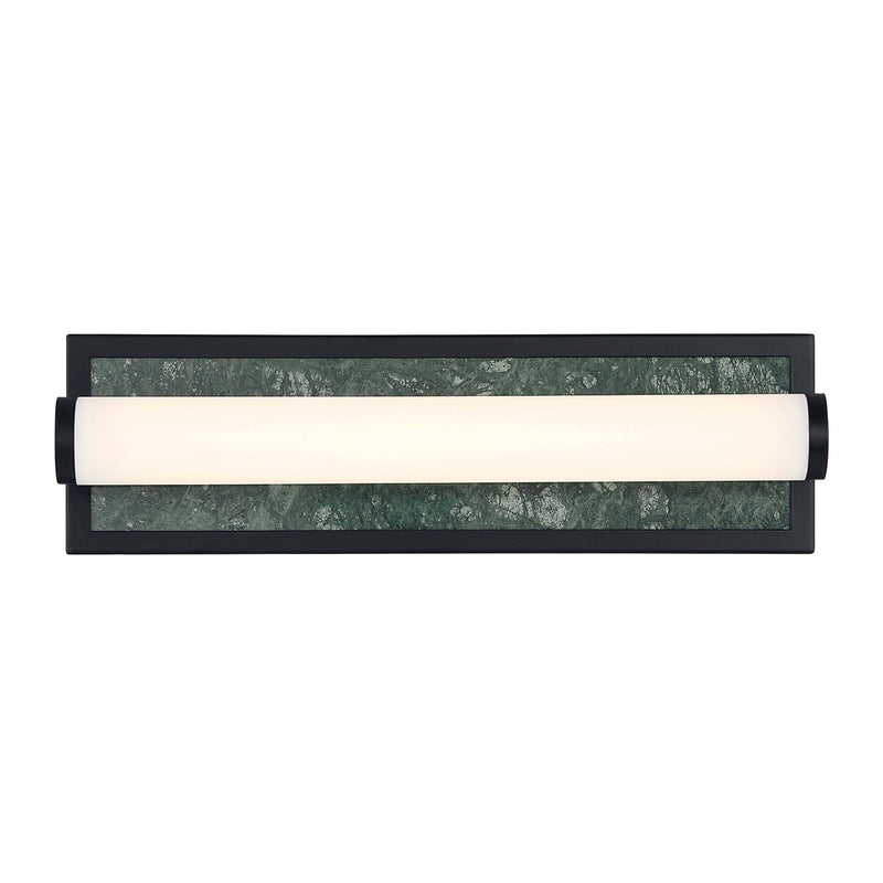 Golden Lighting Stratum 18in Integrated LED Vanity Light | Modern Matte Black and Persian Green Marble | Bathroom & Powder | Model 1672-BA18 BLK-PRG