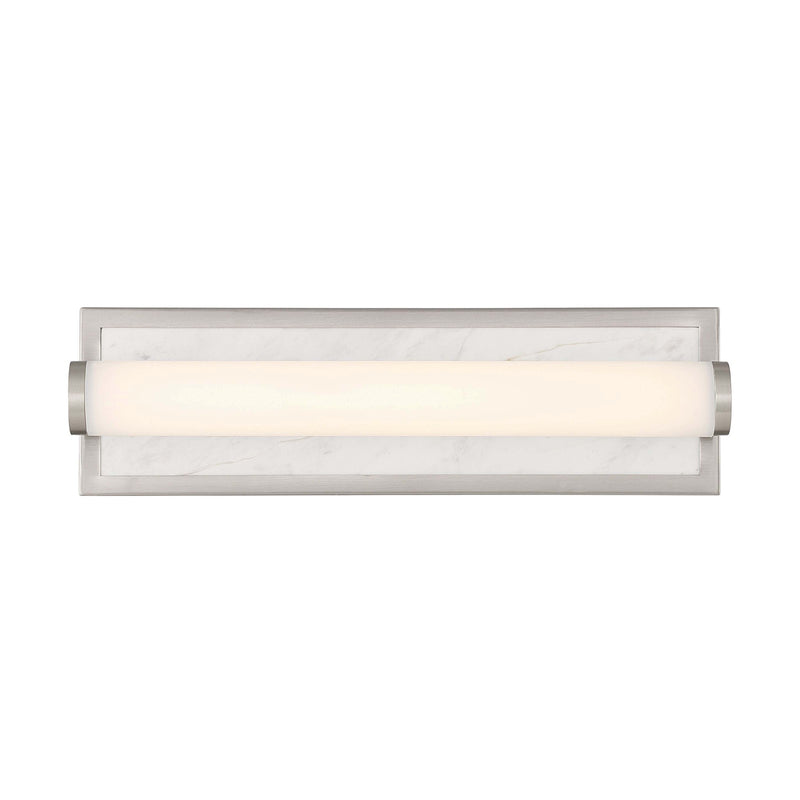 Golden Lighting Stratum 18in 1-Light Vanity Light | Modern Brushed Nickel and Jazz White Marble | Bathroom Vanity | Model 1672-BA18 BN-JW