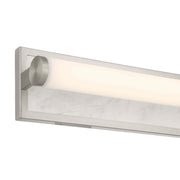 Golden Lighting Stratum 18in 1-Light Vanity Light | Modern Brushed Nickel and Jazz White Marble | Bathroom Vanity | Model 1672-BA18 BN-JW