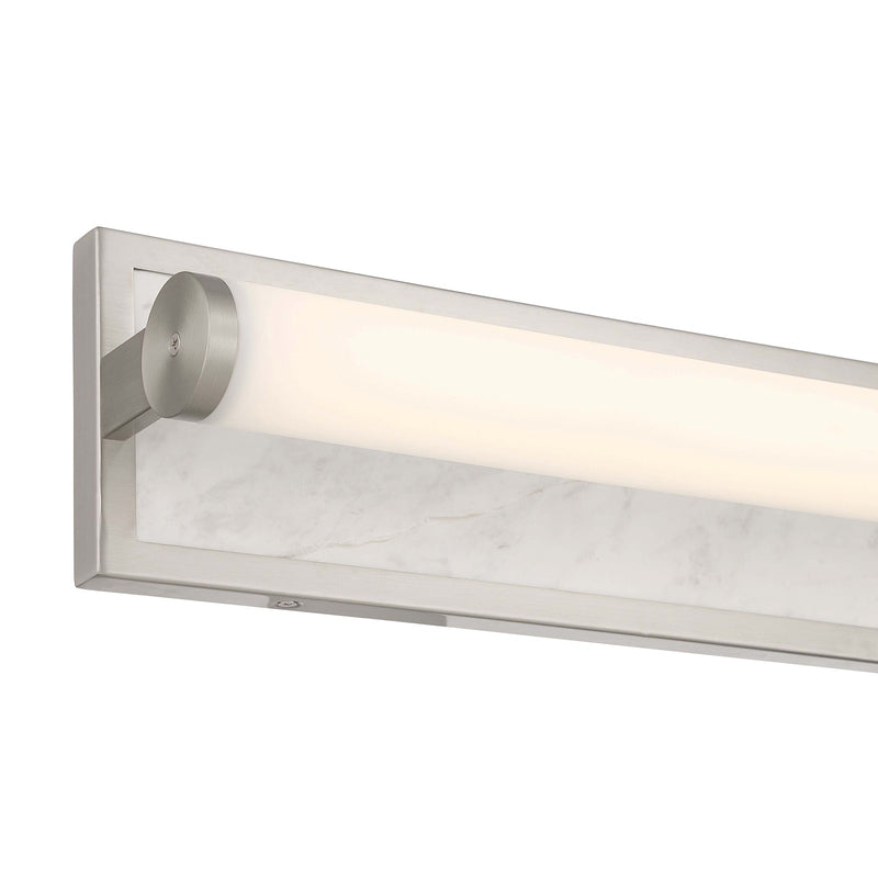 Golden Lighting Stratum 18in 1-Light Vanity Light | Modern Brushed Nickel and Jazz White Marble | Bathroom Vanity | Model 1672-BA18 BN-JW