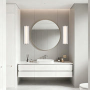 Golden Lighting Stratum 18in 1-Light Vanity Light | Modern Brushed Nickel and Jazz White Marble | Bathroom Vanity | Model 1672-BA18 BN-JW