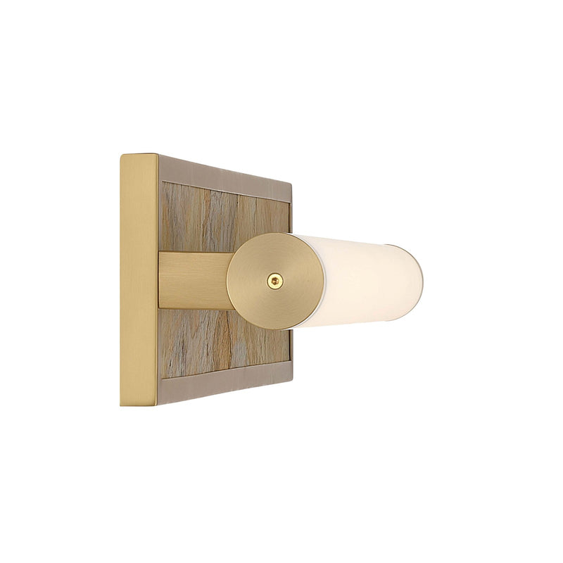 Golden Lighting Stratum 24in Integrated LED Vanity Light | Modern Brushed Champagne Brass and Moon Rock Stone | Bathroom | Model 1672-BA24 BCB-MR