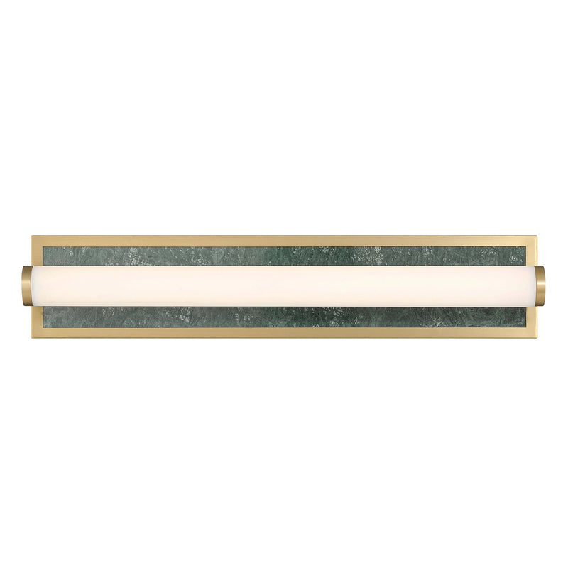 Golden Lighting Stratum 24in LED Vanity Light | Modern Brushed Champagne Brass and Persian Green Marble | Bathroom & Powder | Model 1672-BA24 BCB-PRG