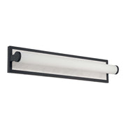 Golden Lighting Stratum 24in 1-Light LED Vanity Light | Modern Matte Black and Jazz White Marble | Bathroom & Powder Room | Model 1672-BA24 BLK-JW