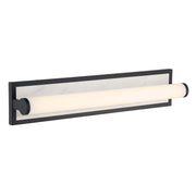 Golden Lighting Stratum 24in 1-Light LED Vanity Light | Modern Matte Black and Jazz White Marble | Bathroom & Powder Room | Model 1672-BA24 BLK-JW