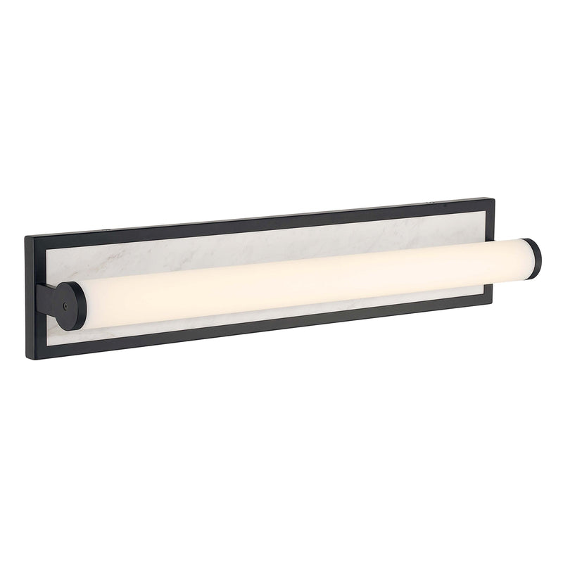Golden Lighting Stratum 24in 1-Light LED Vanity Light | Modern Matte Black and Jazz White Marble | Bathroom & Powder Room | Model 1672-BA24 BLK-JW