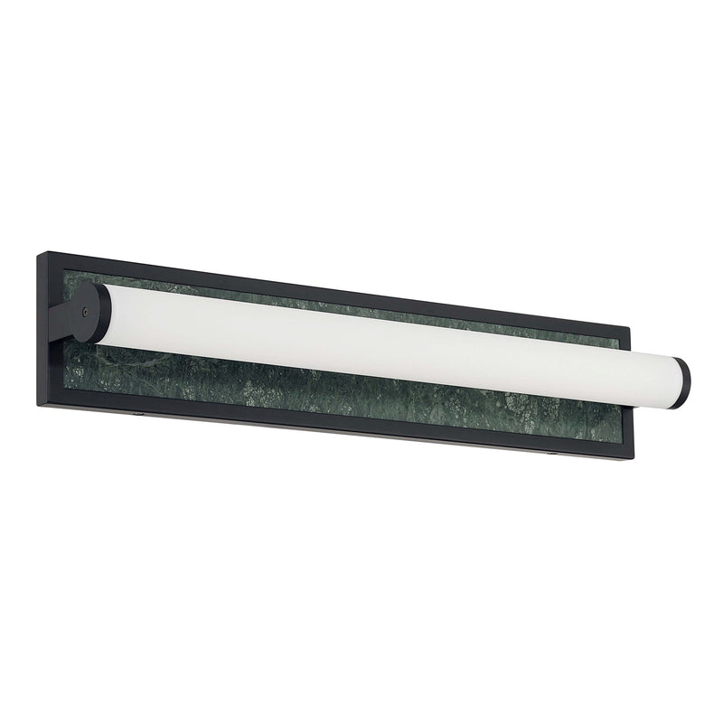 Golden Lighting Stratum 24in Integrated LED Vanity Light | Modern Matte Black and Persian Green Marble | Bathroom | Model 1672-BA24 BLK-PRG
