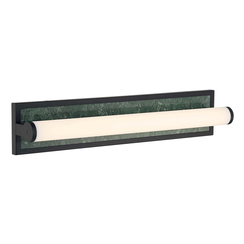 Golden Lighting Stratum 24in Integrated LED Vanity Light | Modern Matte Black and Persian Green Marble | Bathroom | Model 1672-BA24 BLK-PRG