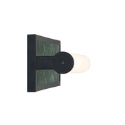 Golden Lighting Stratum 24in Integrated LED Vanity Light | Modern Matte Black and Persian Green Marble | Bathroom | Model 1672-BA24 BLK-PRG