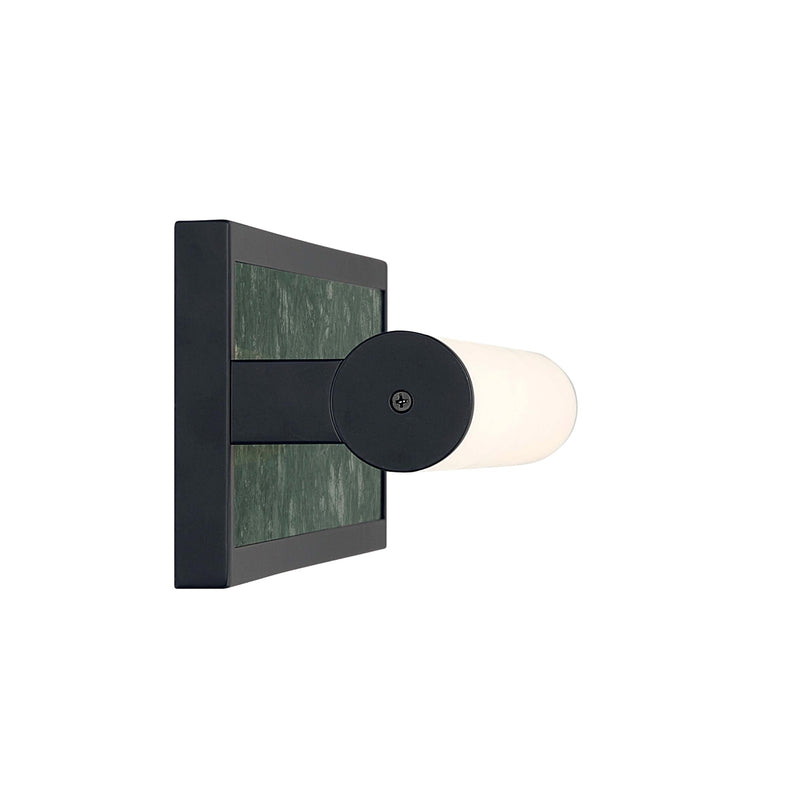 Golden Lighting Stratum 24in Integrated LED Vanity Light | Modern Matte Black and Persian Green Marble | Bathroom | Model 1672-BA24 BLK-PRG