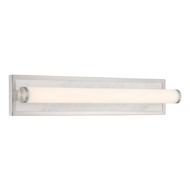 Golden Lighting Stratum 24in LED Vanity Light | Modern Brushed Nickel and Jazz White Marble | Bathroom Vanity | Model 1672-BA24 BN-JW