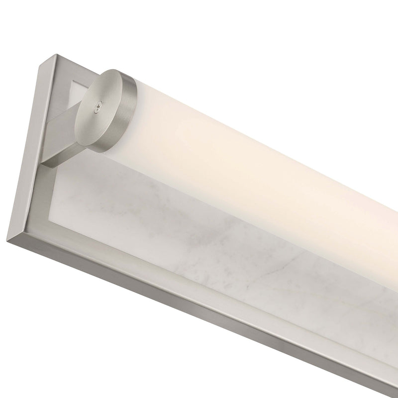 Golden Lighting Stratum 24in LED Vanity Light | Modern Brushed Nickel and Jazz White Marble | Bathroom Vanity | Model 1672-BA24 BN-JW