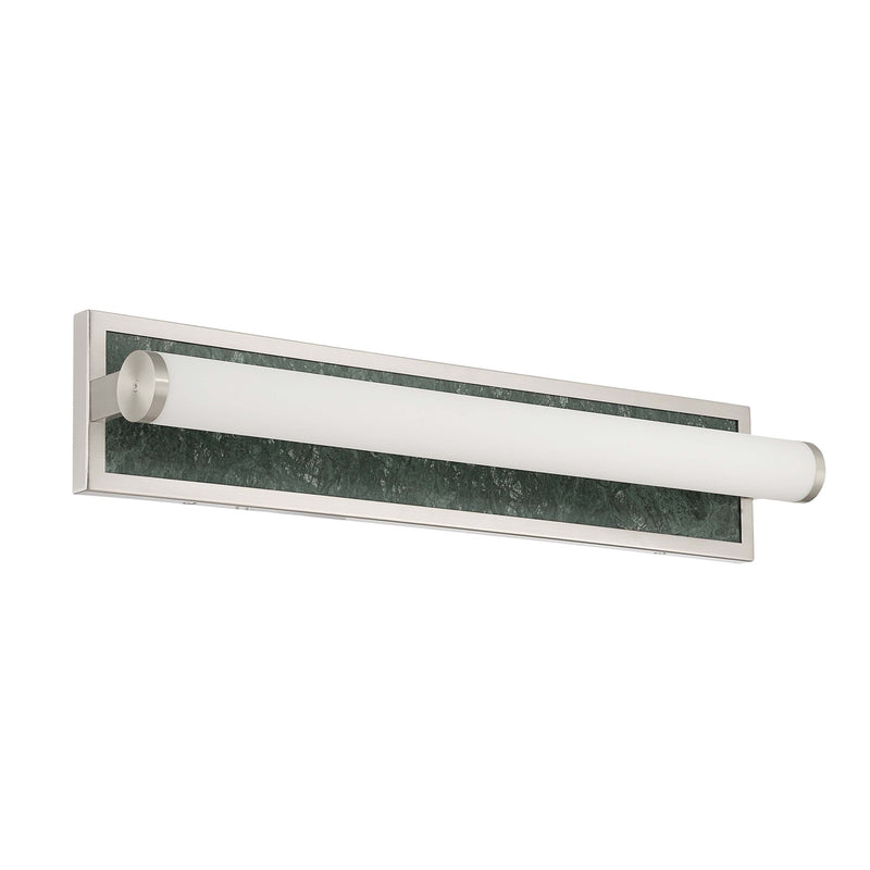 Golden Lighting Stratum 24in Integrated LED Vanity Light | Modern Brushed Nickel and Persian Green Marble | Bathroom | Model 1672-BA24 BN-PRG