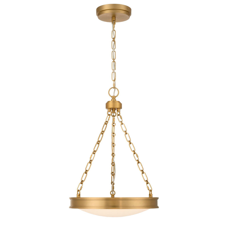Golden Lighting Cameron 17in Integrated LED Pendant | Modern Brushed Champagne Brass and Etched Glass | Kitchen Island | Model 1700-17 BCB-EG